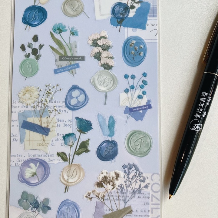 綠色 植物封蠟貼紙 啞光透明PET｜日本Mind Wave