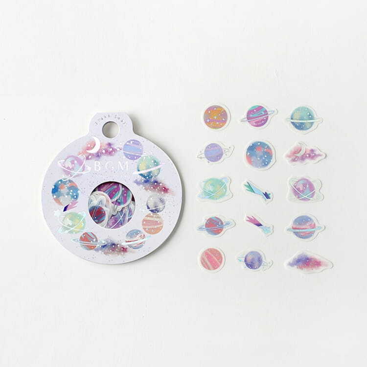 行星 銀箔 45入和紙貼紙包｜日本BGM