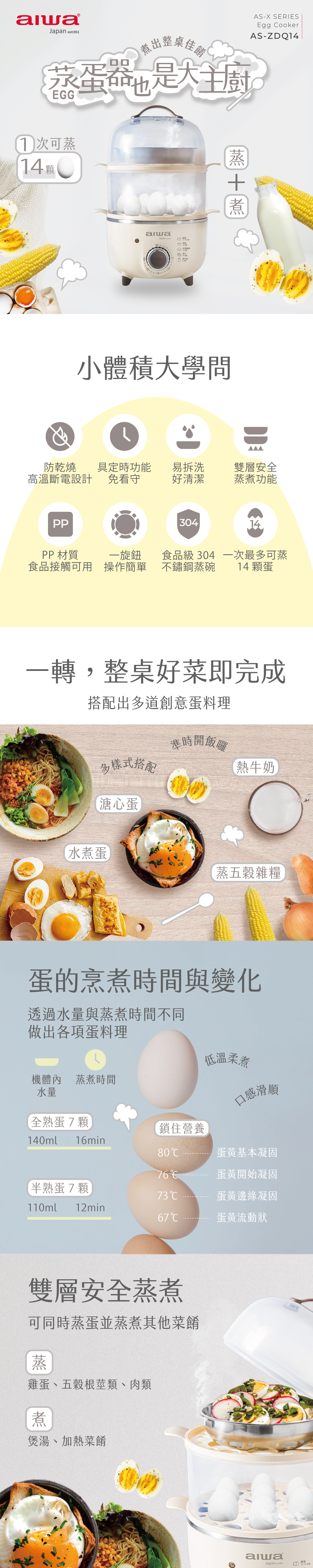 AIWA 愛華多功能雙層蒸蛋器AS-ZDQ14
