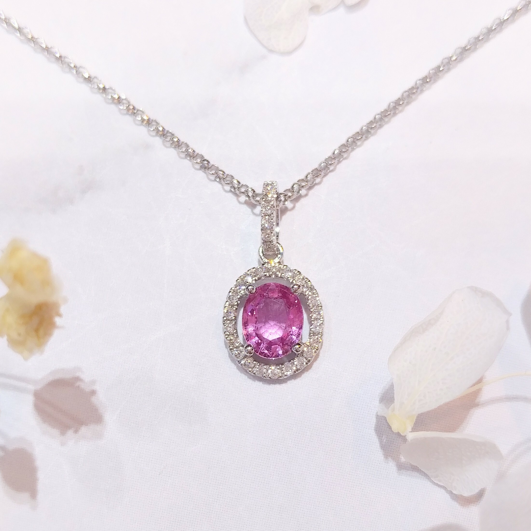 18K White Gold 0.70ct Sapphire and Diamond Pendant