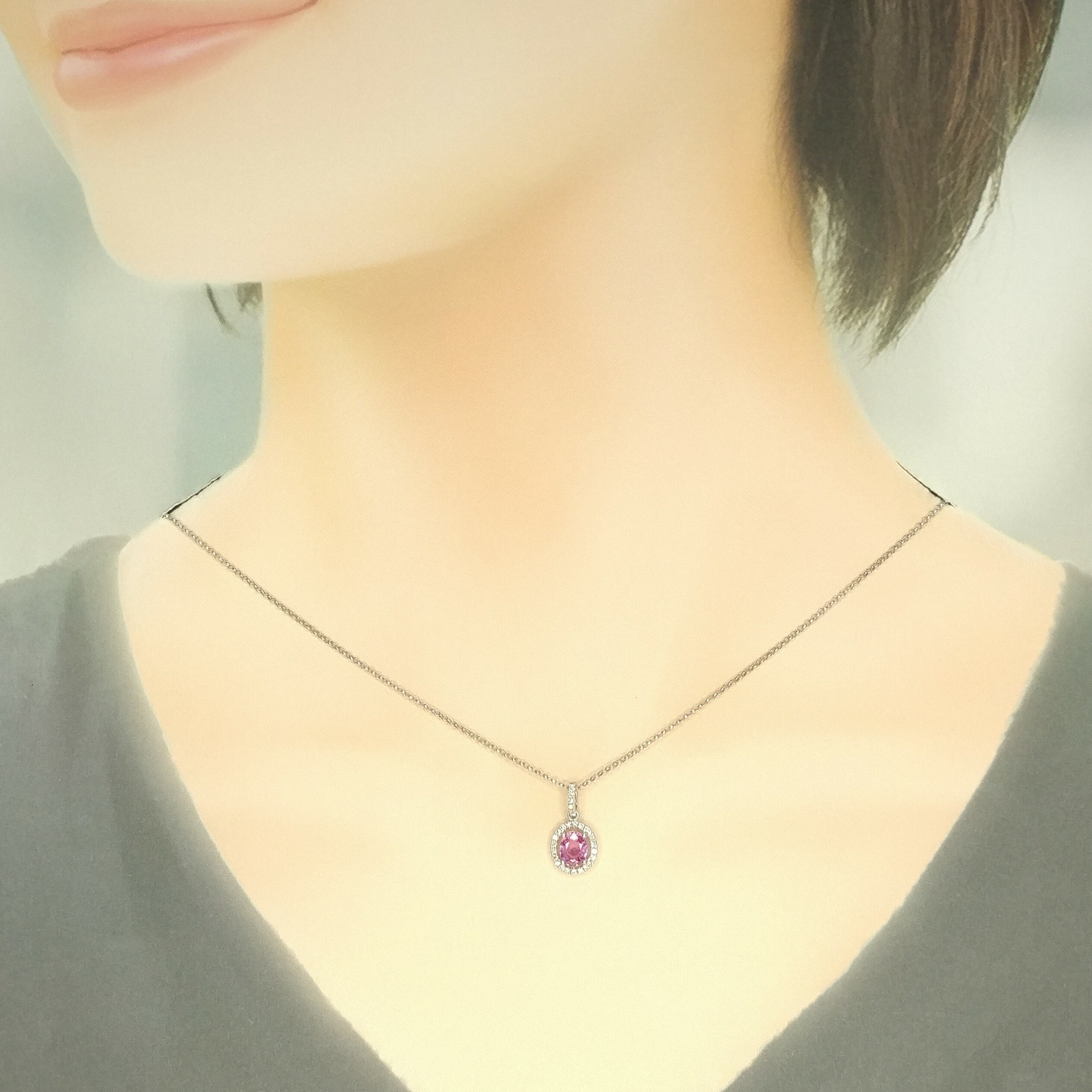 18K White Gold 0.70ct Sapphire and Diamond Pendant