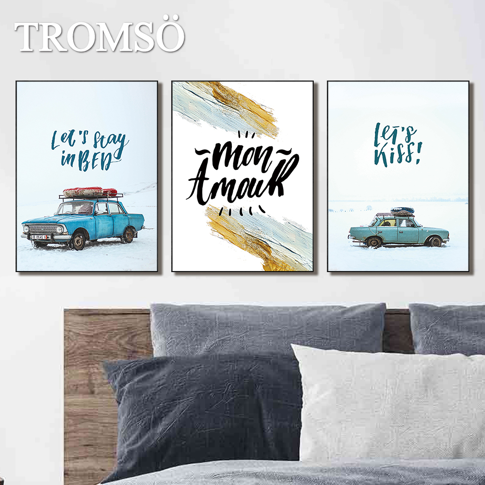 49折 - 北歐生活版畫有框畫29X39-雪地之旅WA193