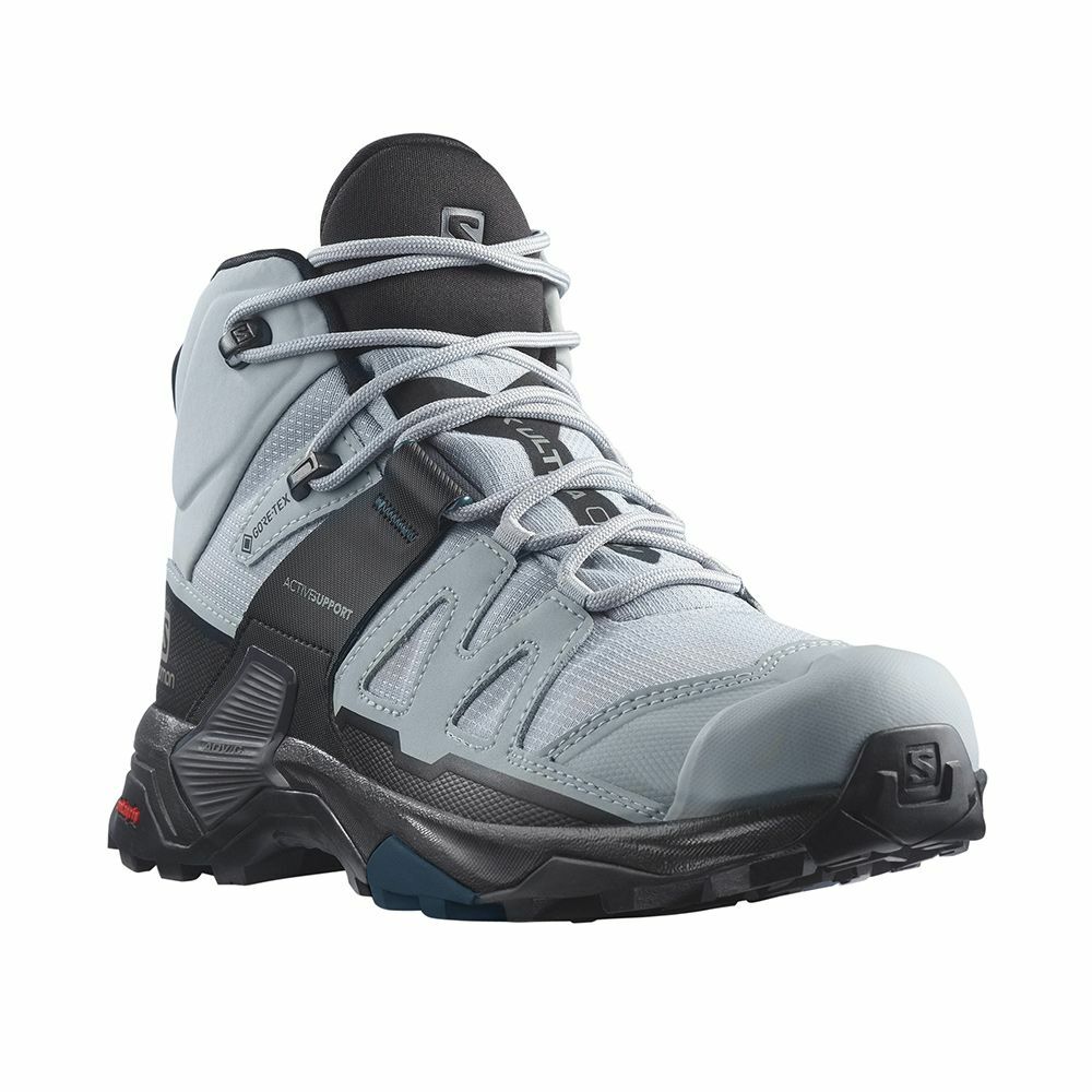 SALOMON X ULTRA 4 GTX MID WIDE 女寬楦中筒登山鞋深礦灰/黑/藍