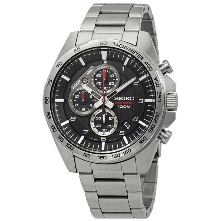 Seiko SSB319P1 Chronograph Tachymeter Black Dial Silver