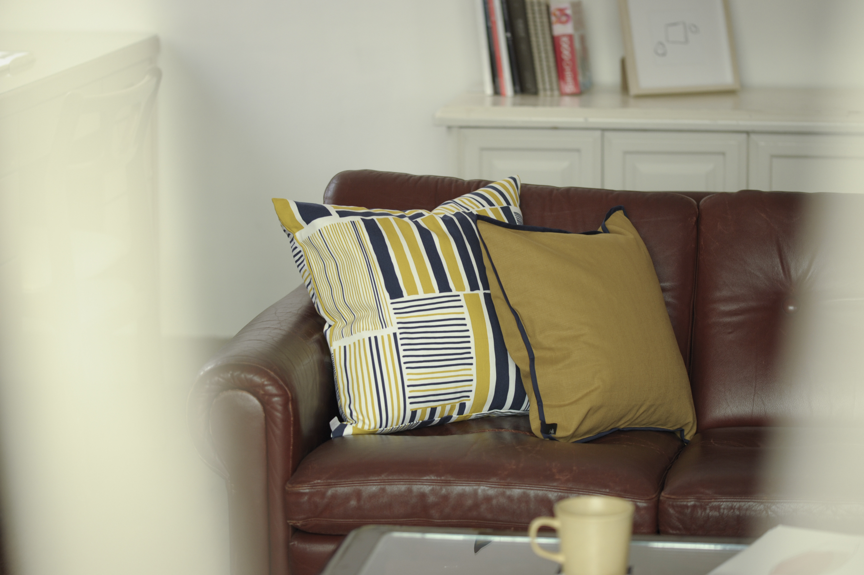 印花抱枕套 / 鐵皮屋黃藍