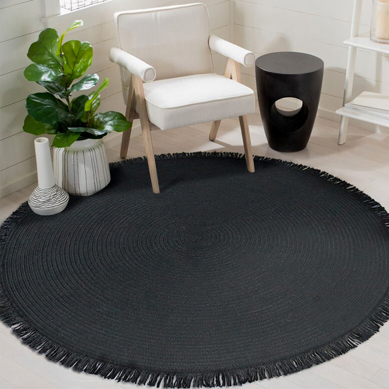 圓形手工棉織流蘇地毯
