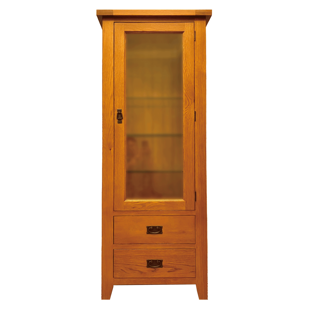 【OAK橡木】玻璃展示櫃-二抽