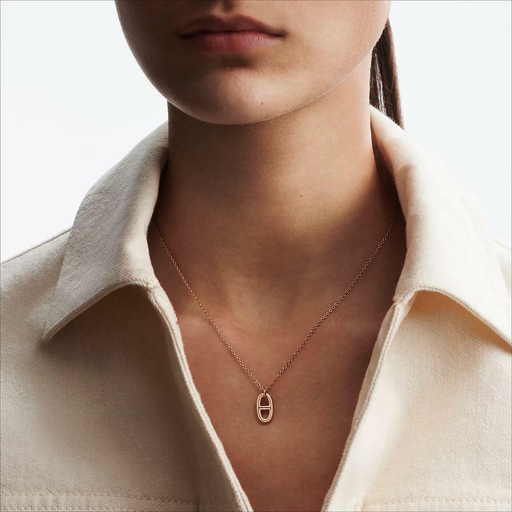 Hermes 18k rose gold Farandole Pendant 豬鼻18k玫瑰金 頸鏈