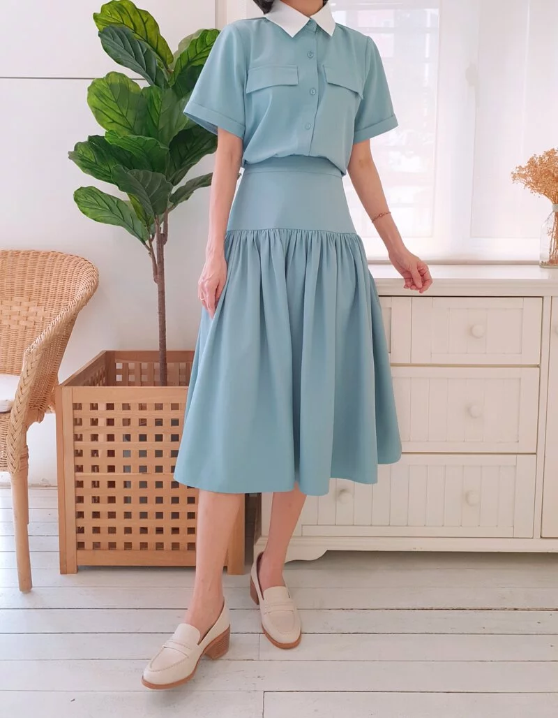 HIGH WAISTED ALINE MIDI SKIRT