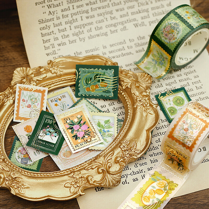 綠色植物 郵票金箔和紙膠帶｜日本BGM