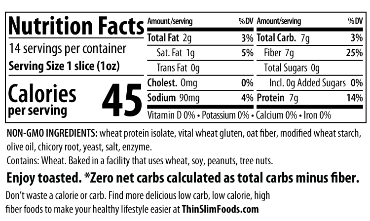 ThinSlim Foods 零淨碳水麵包原味 396g