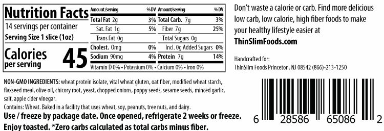 ThinSlim Foods 零淨碳水麵包芝麻蒜香味 396g*這批次的面包撒上較多