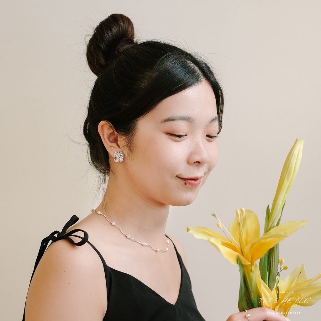 日蝕波紋｜純銀針耳環