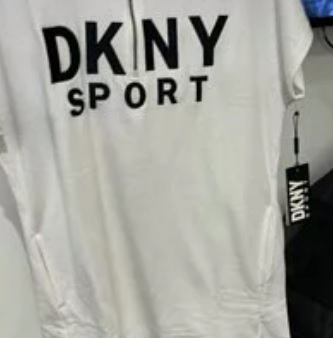 [S] DKNY HALF ZIP DRESS WITH EMBROIDERED LOGO,WHITE, DP0D4256-WHT (SD146)