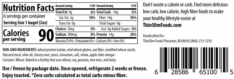 ThinSlim Foods 零淨碳水貝果-肉桂味 340g