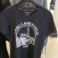 [S] KARL LAGERFELD ARCH AND EIFFEL TOWER LOGO TEE, BLACK, L1WHF098-BLW (SKL245)