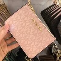 [S] MICHAEL KORS 35H9GTVP1B JET SET TRAVEL SMALL COINPOUCH WITH ID, DK POWDER BLUSH, 196163073415 (SMK122)