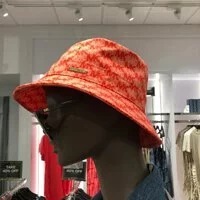 [S] MICHAEL KORS JU200016KQ SYNTHETIC LOGO PRINT POPLIN BUCKET HAT,SEA CORAL, 196163315126 (SMK124)