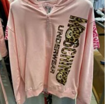 [S] MOSCHINO UNDERBEAR LOEPARD PRINT LOGO FULL ZIP HOODIE JACKET,LIGHT PINK, ZT1706-9034-001 (SM217)