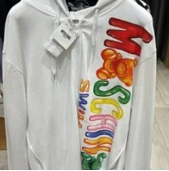 [S] MOSCHINO SWIM GUMMY BEAR LOGO FULL ZIP HOODIE JACKET,WHITE, 3T1702-2318-0001 (SM224)