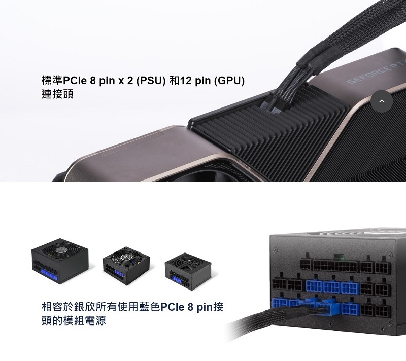 米特3C數位–SilverStone 銀欣 PP12-PCIE 2xPCIe 8pin PSU轉12pin GPU電源線