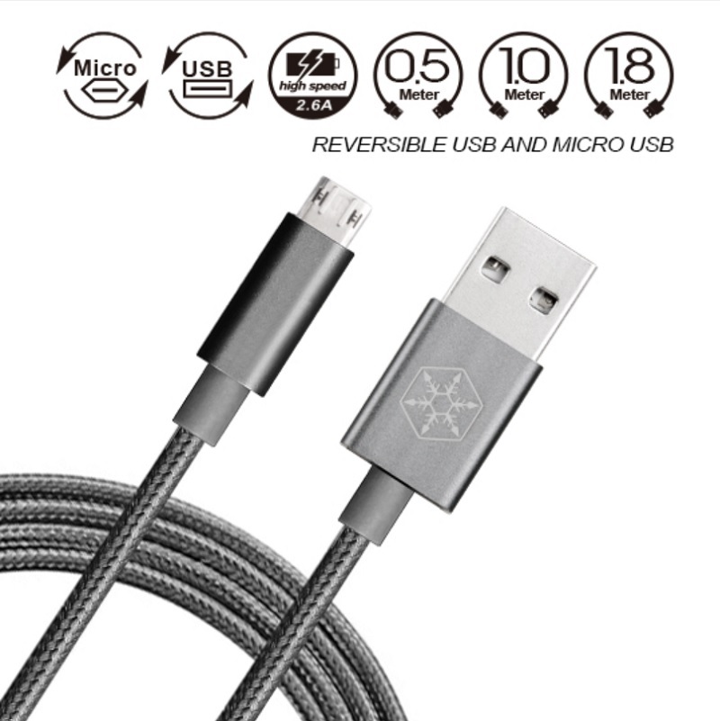 米特3C數位–銀欣 CPU01C 深灰色 USB Type-A轉Micro-B 0.5m/1m 傳輸線