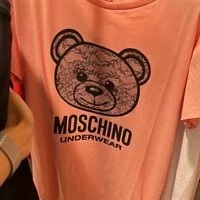 [S] MOSCHINO UNDERWEAR HEAD BEAR BIG LOGO T-SHIRT DRESS,PINK, ZT1912-9019-0133 (SM226)