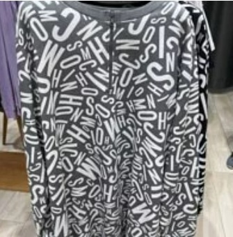 [S] MOSCHINO ALLOVER PRINT LONG SLEEVE DRESS,GREY, ZT1723-9006-1506 (SM227)