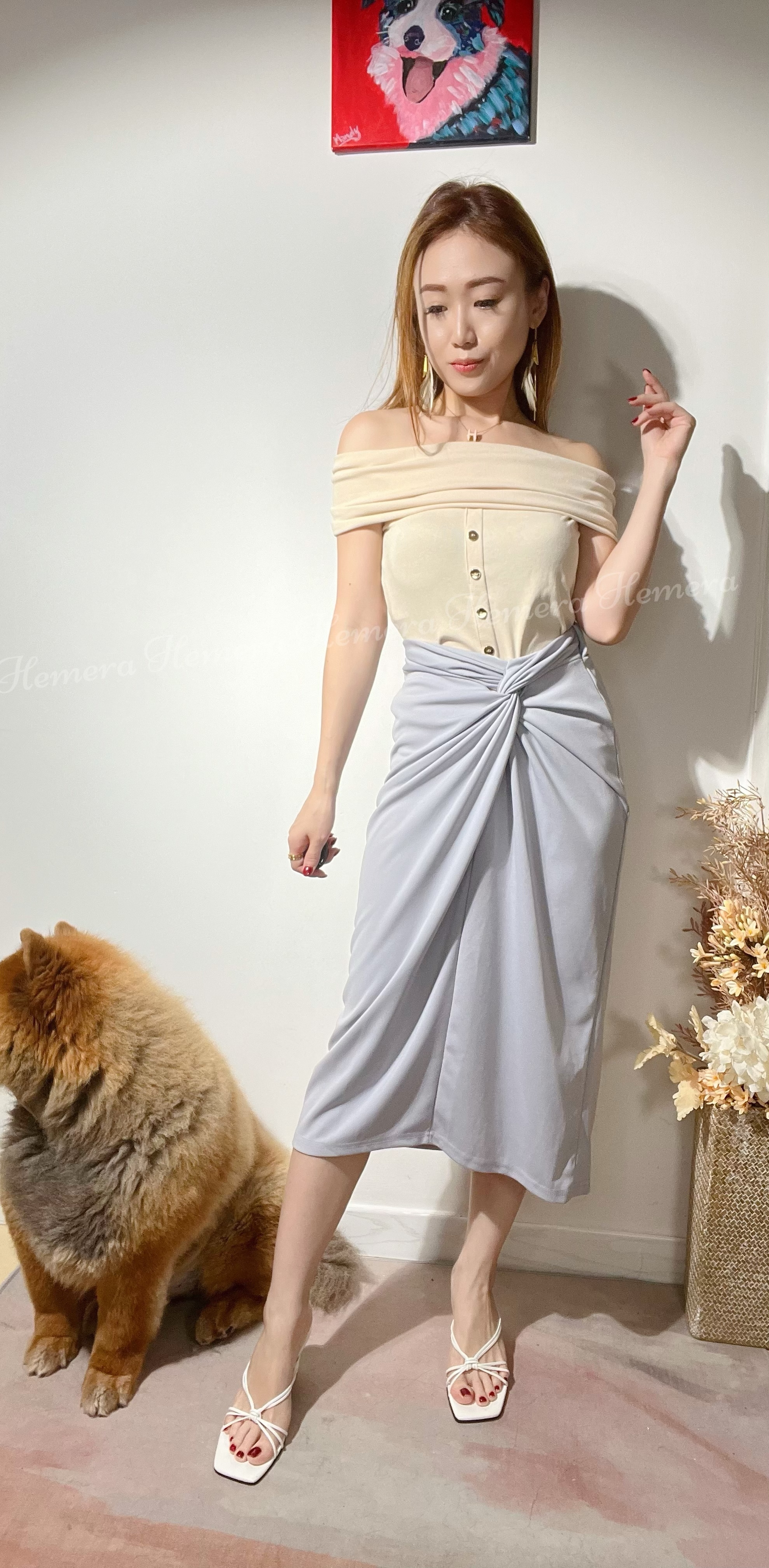 Knot Elegant Long Skirt SK22S08020
