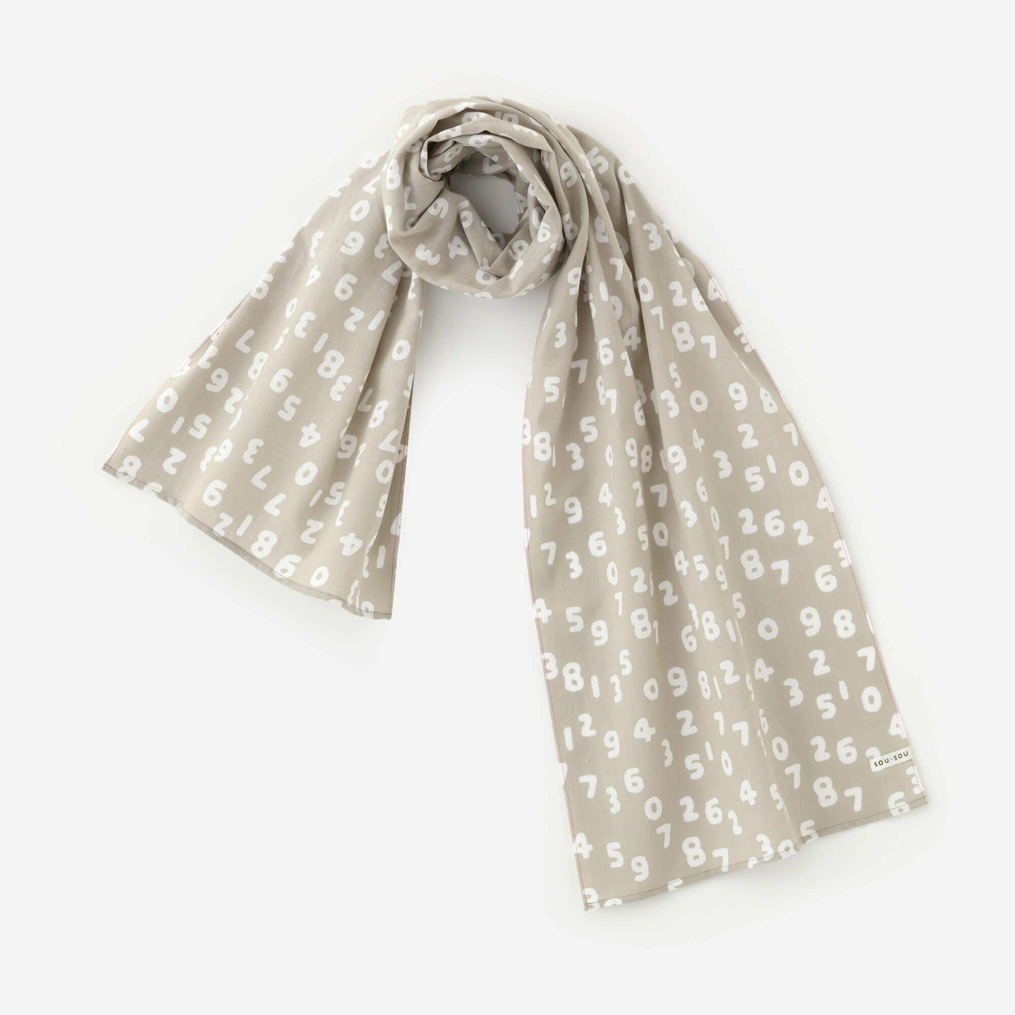 SOU・SOU 伊勢木棉圍巾/十數昆白茶色