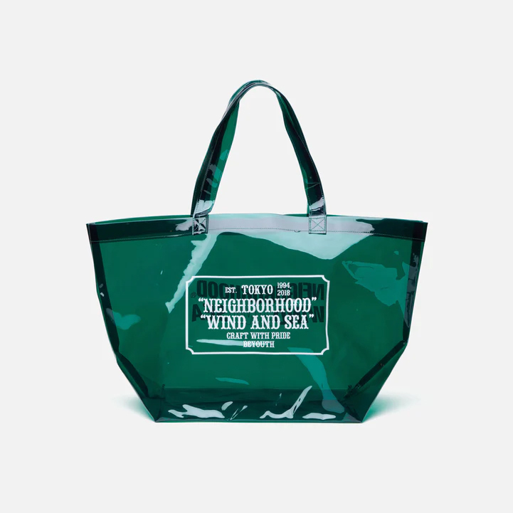 -(C017)-NEIGHBORHOOD NHWDS / P-BEACH BAG PVC 防水沙灘包 黑/綠/透明-221FRWSN-CG01S