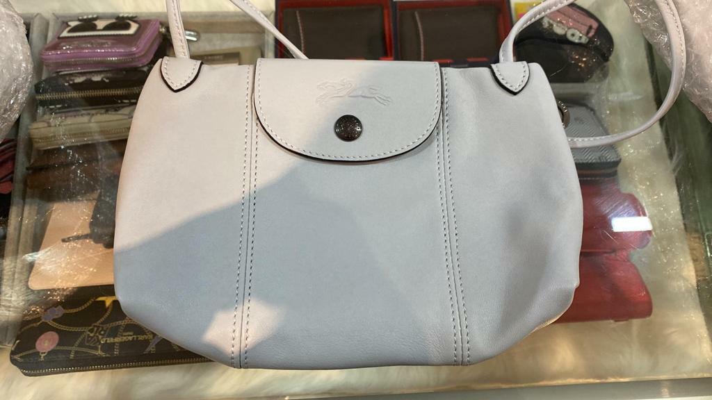[S] LONGCHAMP LE PLIAGE CUIR CROSSBODY BAG, LIGHT BLUE, SLC58 (SLC58)