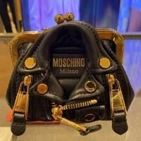 [S] MOSCHINO MOTO BIKER JACKET MINI CROSSBODY BAG, BLACK, 667111103282 (SM281)