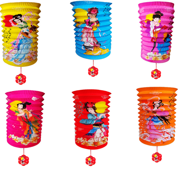 16cm 风琴纸传统灯笼（一套10个 款式随机）