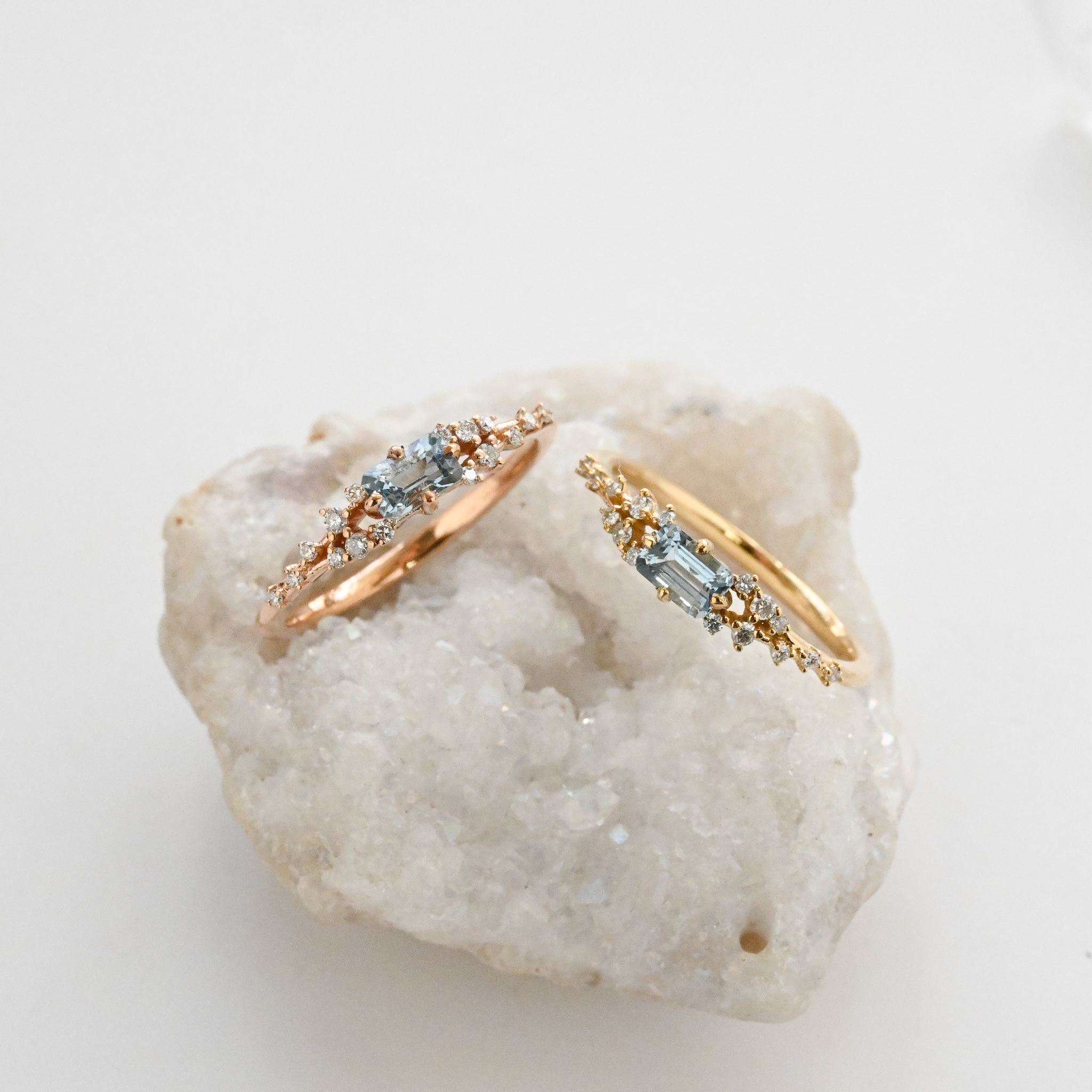 18K aquamarine diamond ring