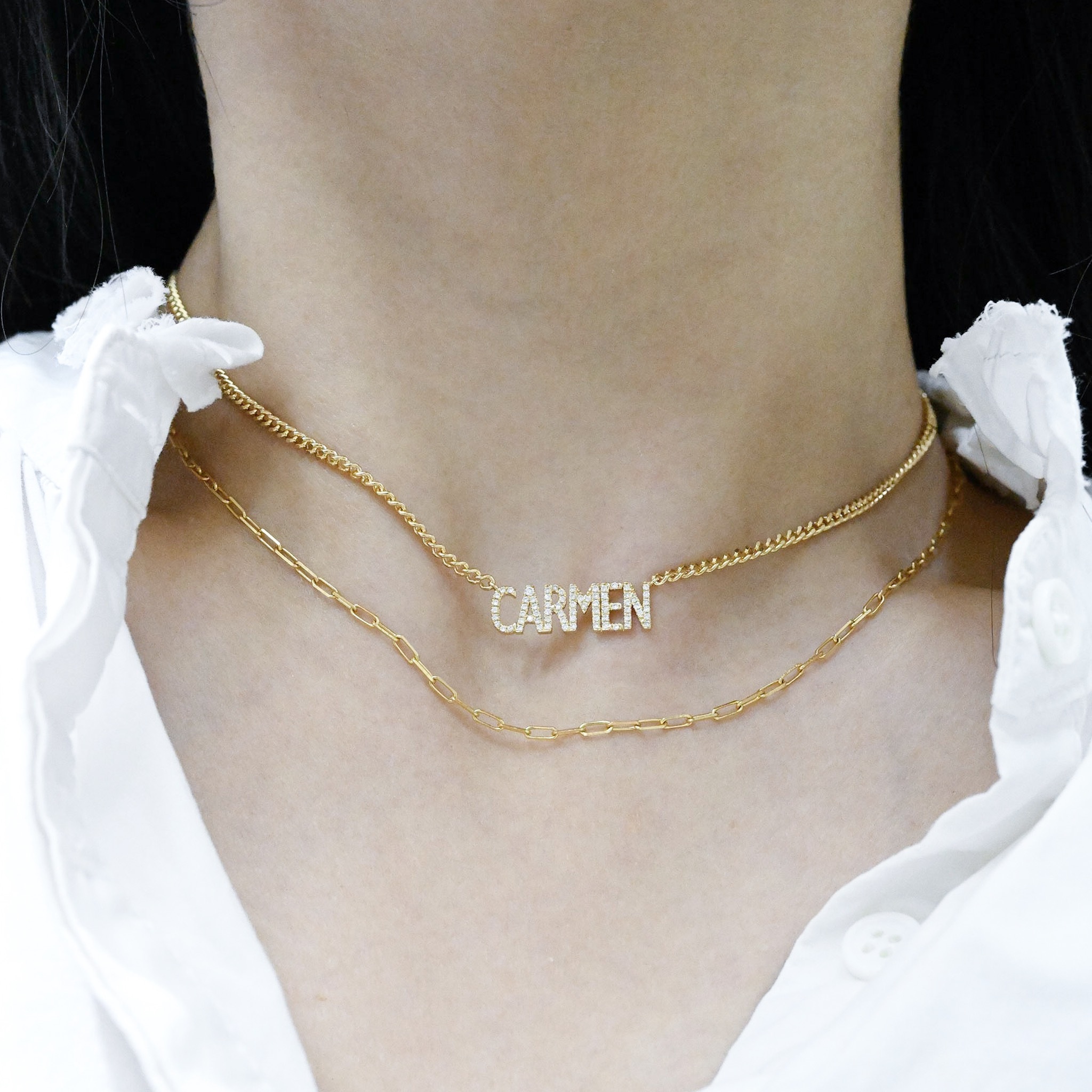 18K Your Own Name 2.3mm Cuban Chain Necklace