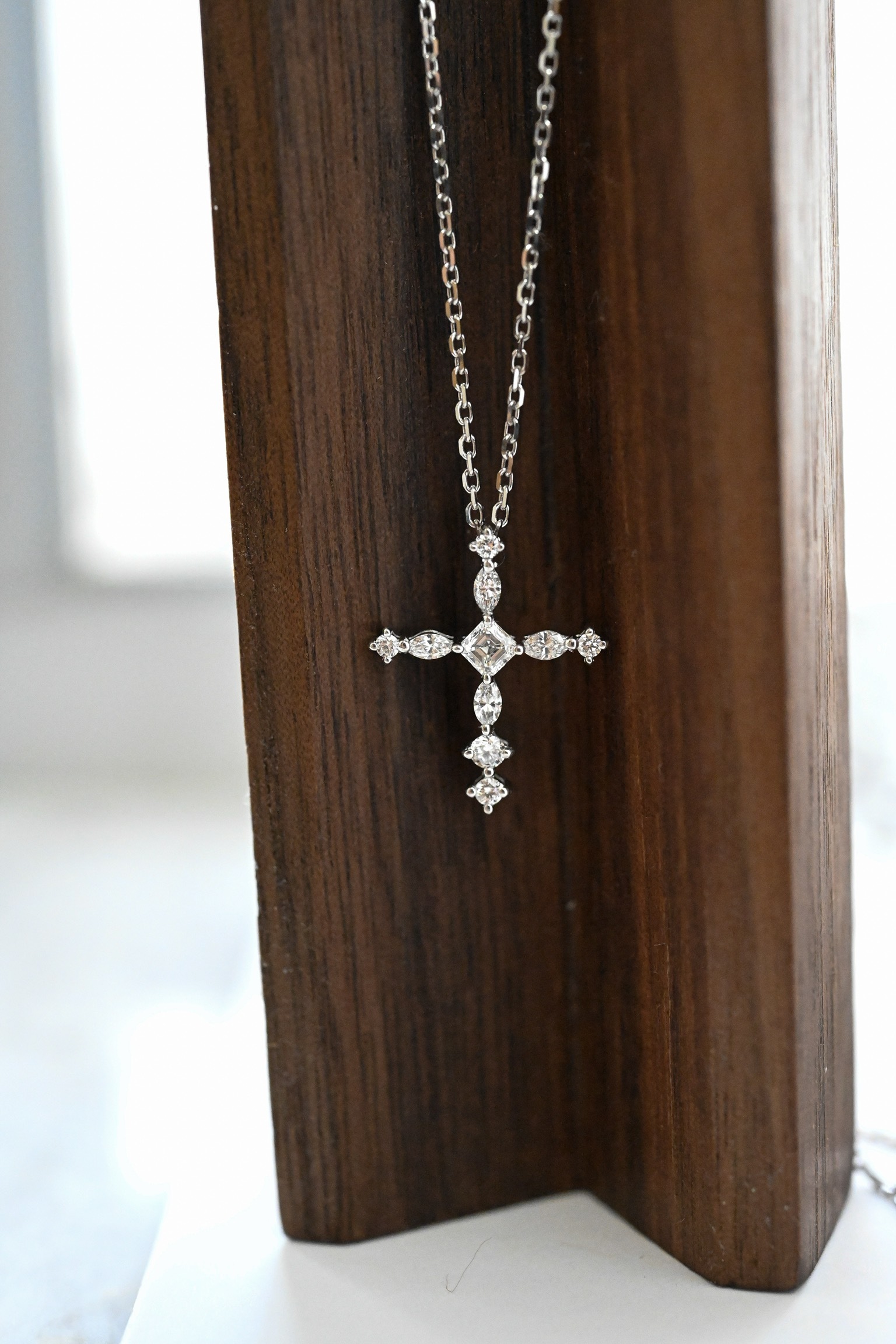 18K Fancy Shape Cross Diamond Necklace