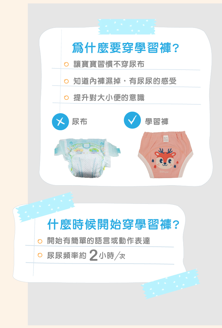 3層萌萌小鹿學習褲使用介紹 幼兒使用學習褲說明,當小孩開始有簡單的語言或動作表達,即可開始穿學習褲