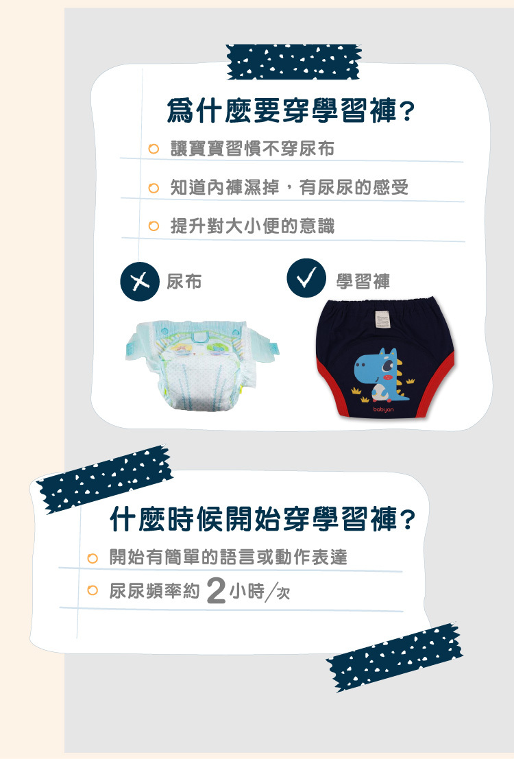 4層威猛霸王龍學習褲使用介紹 幼兒使用學習褲說明,當小孩開始有簡單的語言或動作表達,即可開始穿學習褲