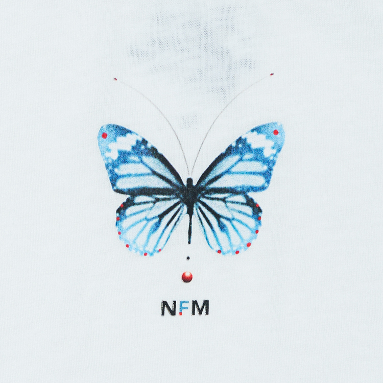 Girl's Bufferfly Print Crop Tee (White)