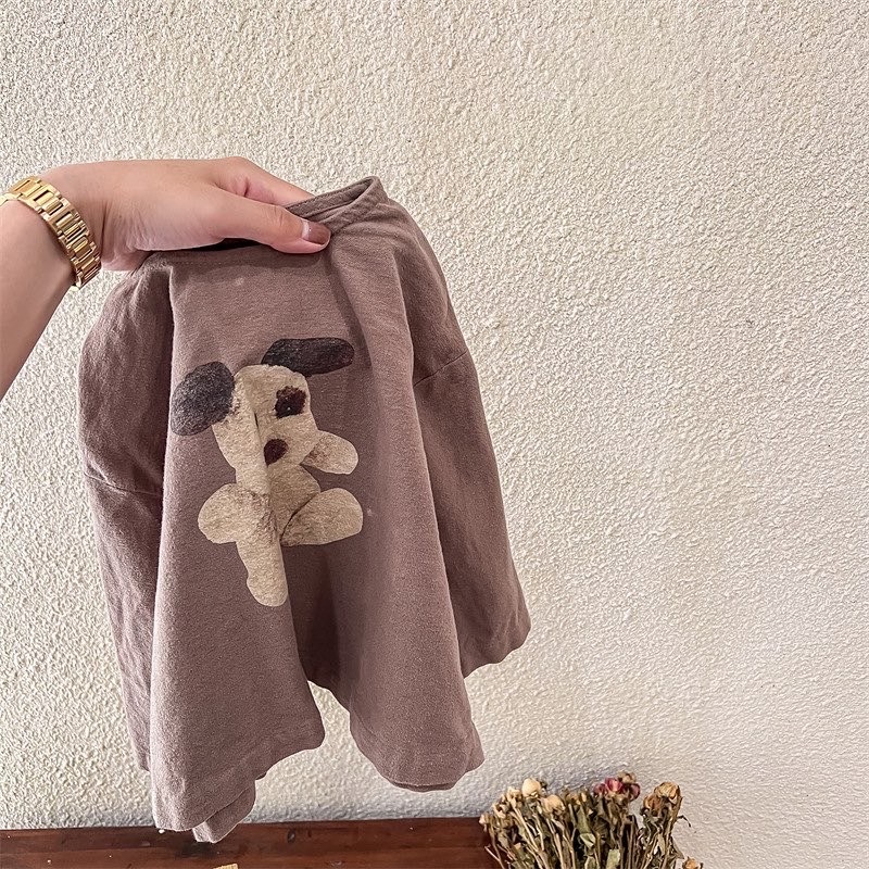 水洗棉可愛狗勾上衣