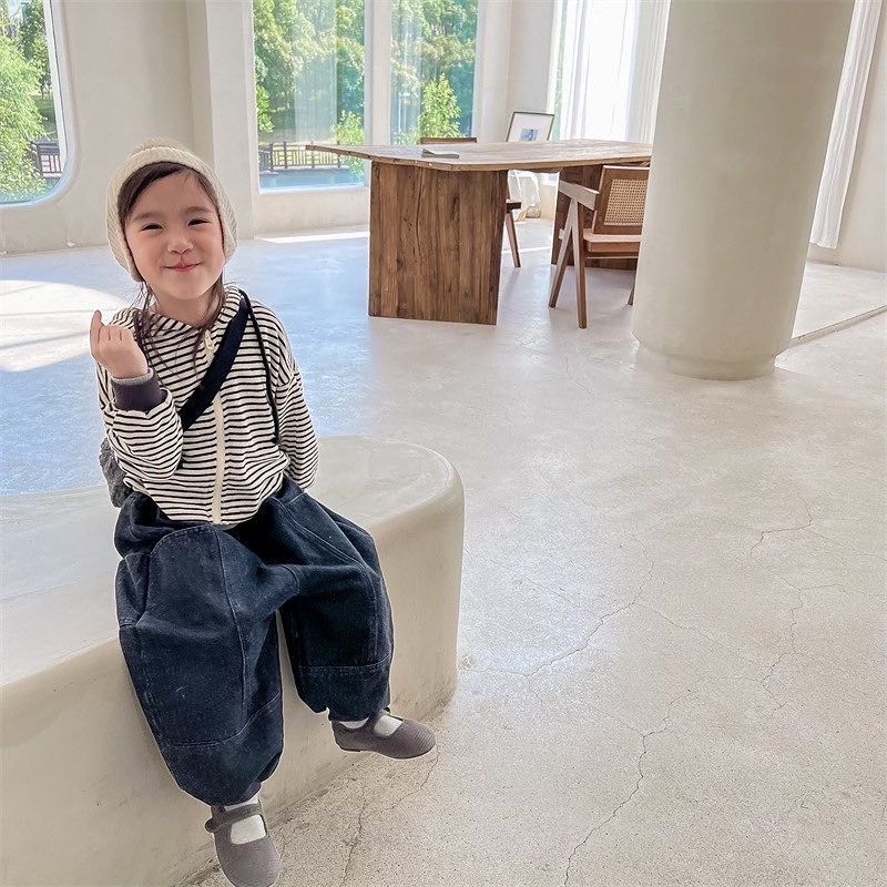 秋季條紋連帽外套