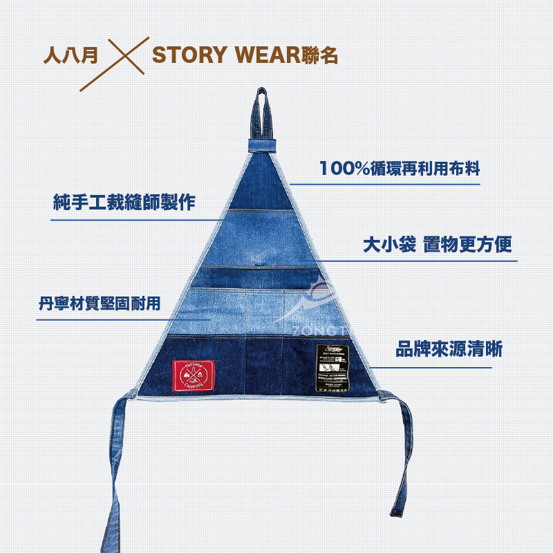 ＊【人八月】手作鳥居掛 STORY WEAR聯名 丹寧三角邊收納袋