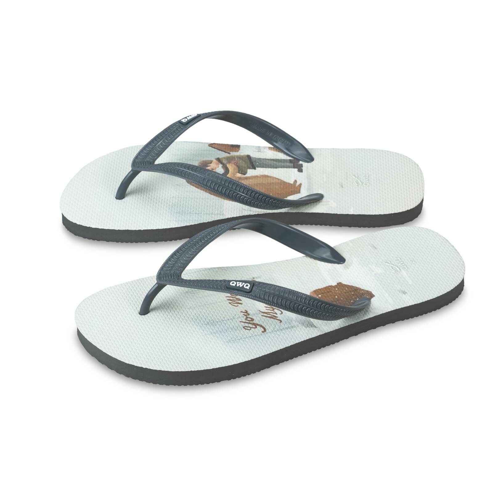 阿脆Astrid 熊與飛行員 男款粗帶人字夾腳拖鞋 銀河灰