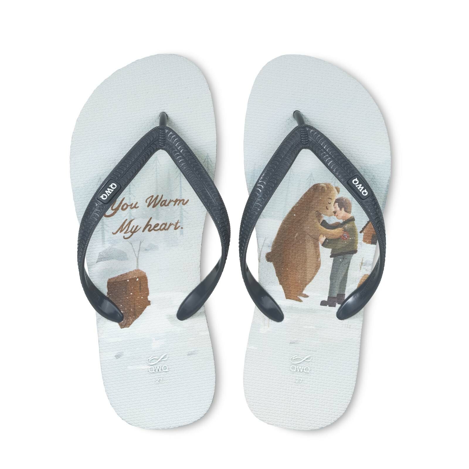 阿脆Astrid 熊與飛行員 男款粗帶人字夾腳拖鞋 銀河灰