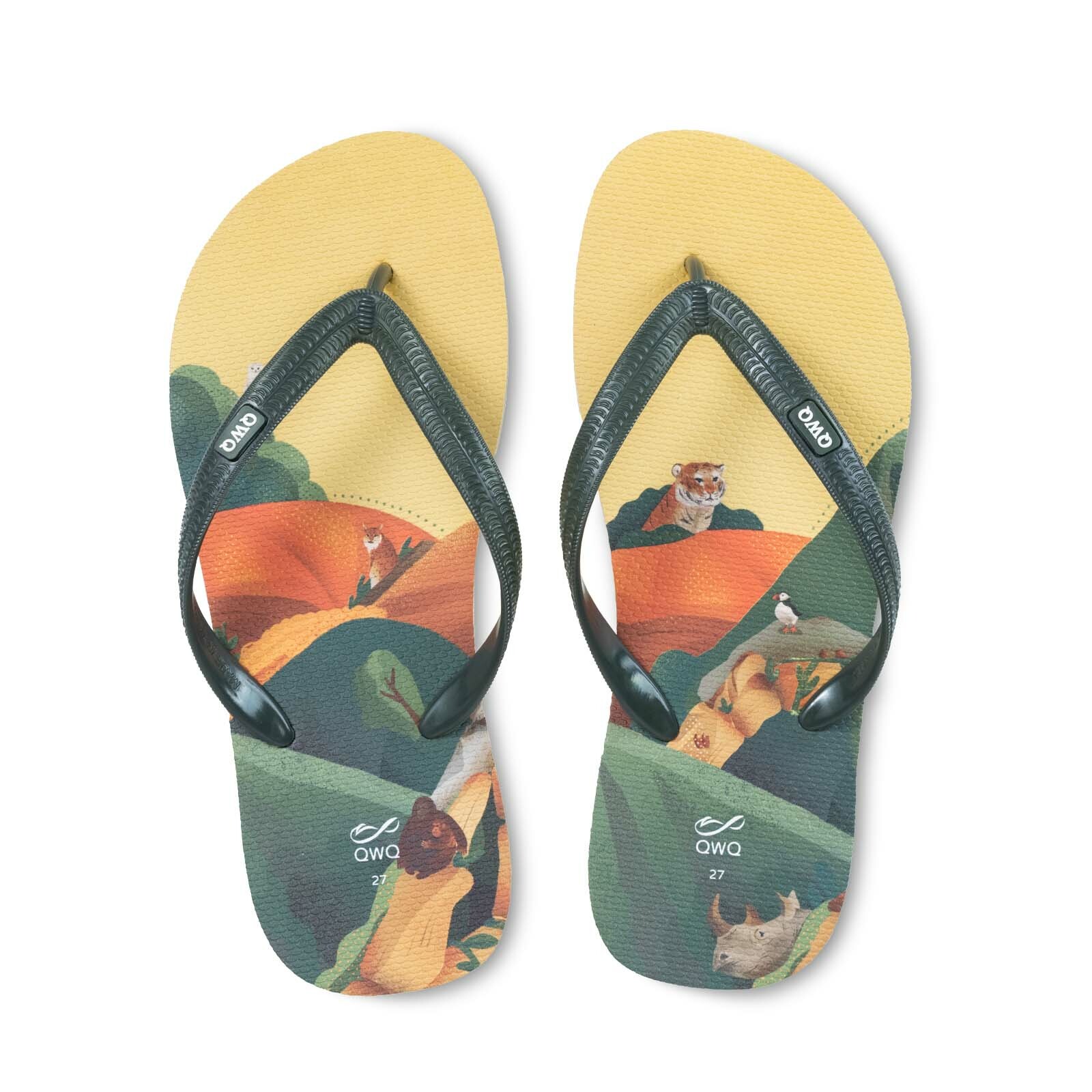 阿脆Astrid 與地球共存 男款粗帶人字夾腳拖鞋 米色