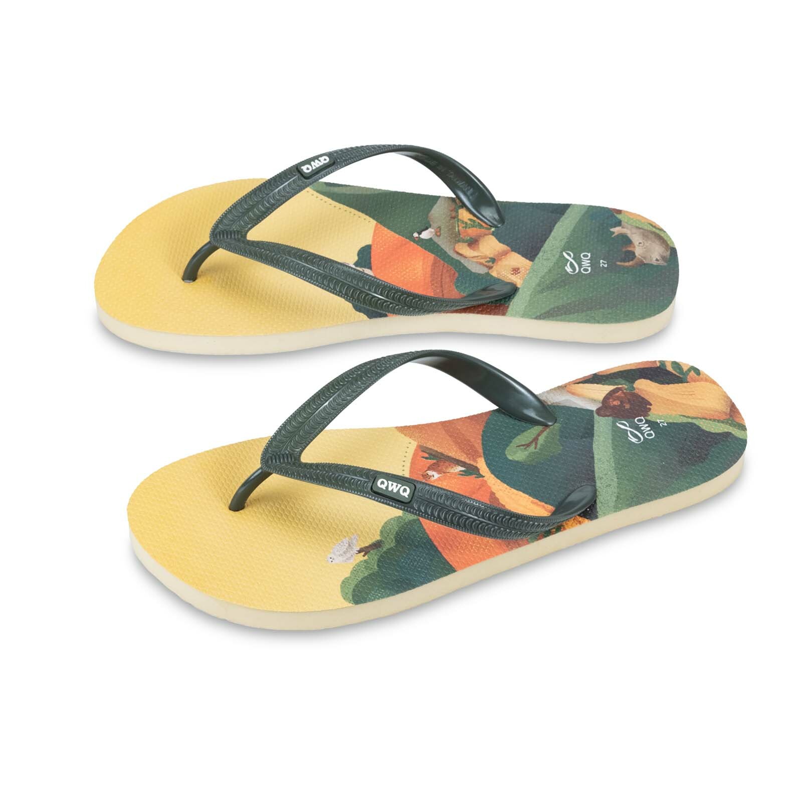 阿脆Astrid 與地球共存 男款粗帶人字夾腳拖鞋 米色