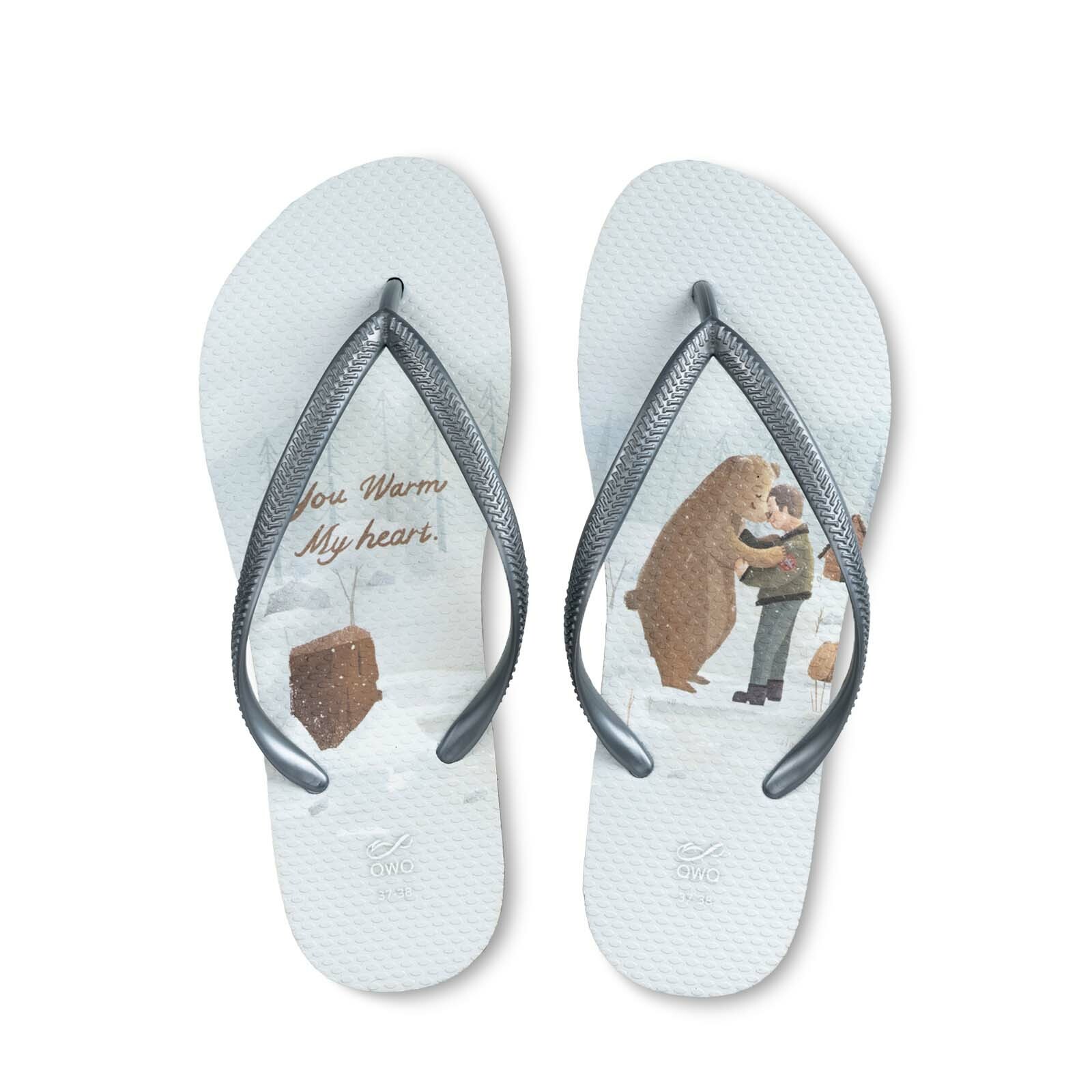 阿脆Astrid 熊與飛行員 女款細帶人字夾腳拖鞋 銀河灰色