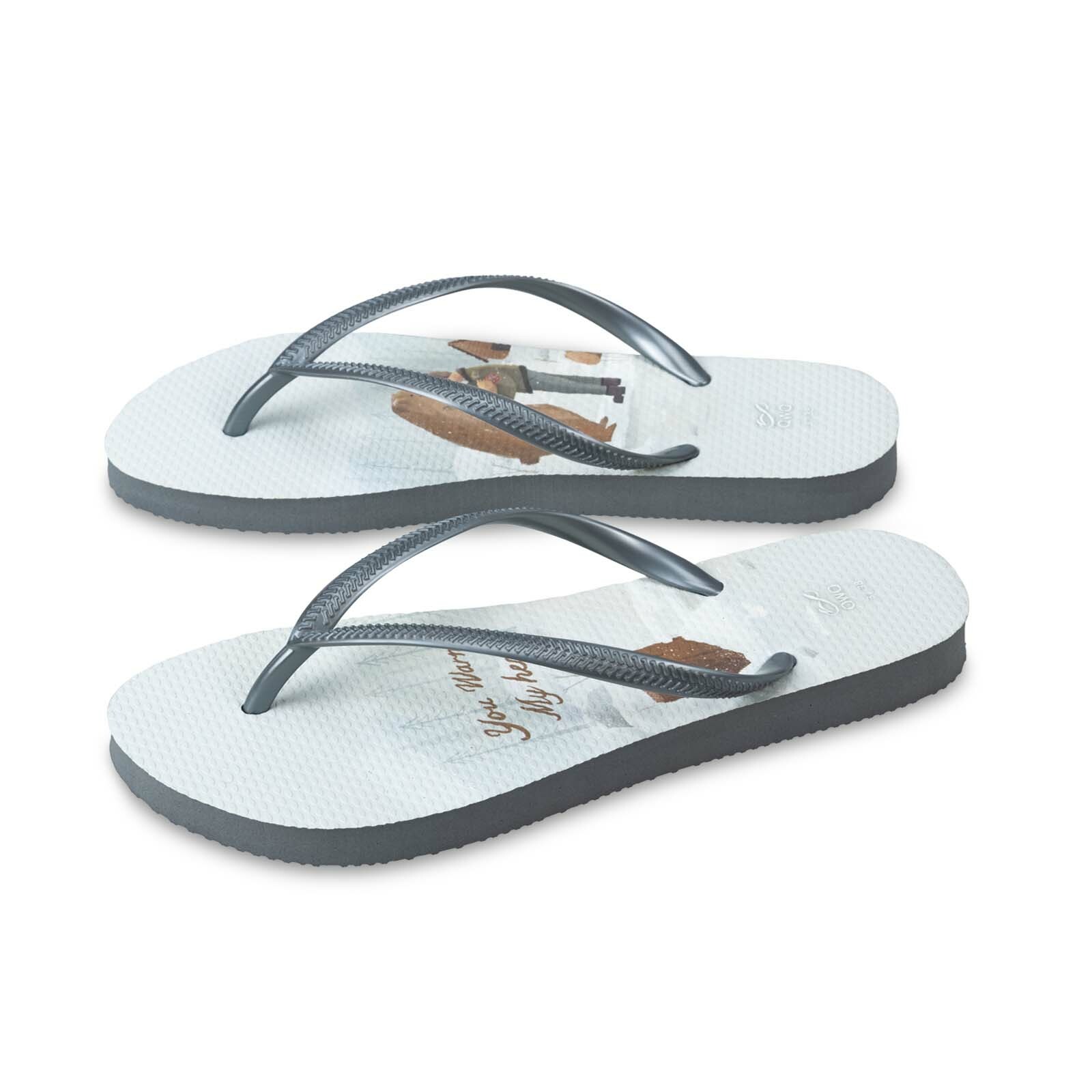 阿脆Astrid 熊與飛行員 女款細帶人字夾腳拖鞋 銀河灰色