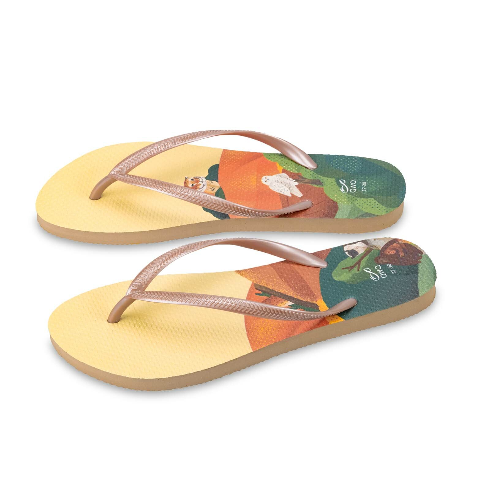 阿脆Astrid 與地球共存 女款細帶人字夾腳拖鞋 薔薇金